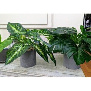 New 2pcs Fake Plants 16" Faux Plants Artificial Potted Plants Indoor for Home